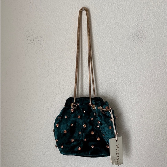Madison West Handbags - Madison West Velvet Jeweled Mini Bag